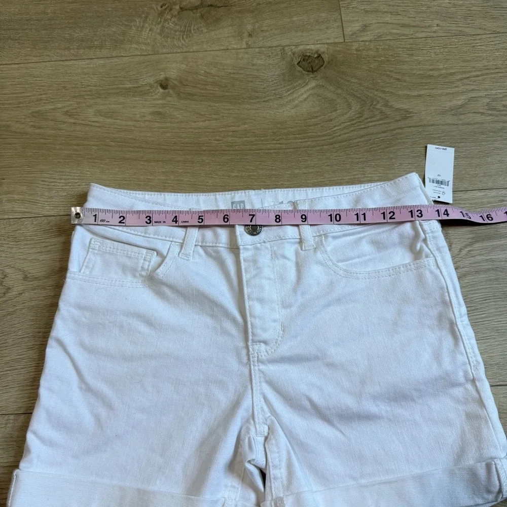 NWT Kids Girls Gap denim white jean shorts midi adjustable waist stretch size 12